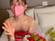 プレゼントは私だよ♡JD彼女が裸リボンでHなサプライズ→ラブラブSEXでお返し♡RYO＆YUU♡素人カップル/顔出し/歳の差/10代/スタイル抜群/美少女/色白美乳/English subtitle 4/16