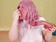 Two big dildos fuck deep that throat | Double blowjob | a wet white t-shirt 12/16