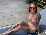 BJRAW Tall and busty tattooed hottie Rocky Emerson gets picked up and face fucked by a big dick 2/16