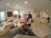 Sexy black beauty takes this white cock deep in VR 2/16