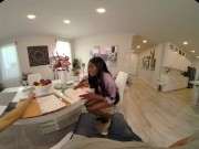 Sexy black beauty takes this white cock deep in VR 4/16