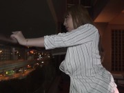 たわわちゃん②素人Kカップ女子がバイブでびくんびくん感じちゃう、高速から見えちゃいそうなバルコニーで 16/16