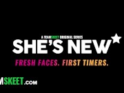 She's New - First Timer Babe Enjoys Some Passionate Pounding And Takes Huge Load In Her Mouth 1/16