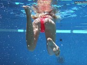 Russian pornstar hot babe Mary Kalisy strips underwater 9/16