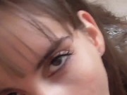 Lydia love to suck deep throat and get covered her face in sperm!