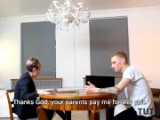 TUTOR4K. Guy steals tutors glasses and with ease seduces mature woman 4/16