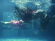 Lesbians and solo girls make out underwater 1/16