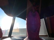 MILF in lingerie sits on a huge dildo in her pierced pussy gives a blowjob and gets a huge facial 8/16