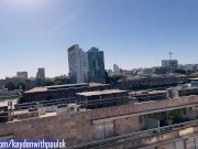 Amateur hot couple fucks on balcony under the sun and he cums on her face 2/16