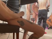 Cuckold had to watch and masturbate at how hard his girlfriend was allowed in a circle 1/16