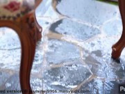 Cute Asian Girl In White Lingerie Fingers Her Shaved Pussy to Get Squirting Orgasm at Balcony 15/16