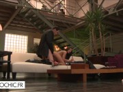 Busty Black Angelika handles 2 men in a hardcore threesome 9/16