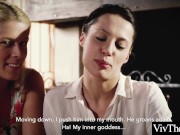 Beautiful lesbians enjoy a romp on the bed making each other cum 2/16