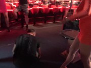 slave get kicking down at party