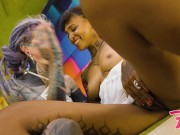 Interracial lesbian sex - FEMDOM exotic teen with strap on - HEAVILY TATTOOed dominatrix - goth alt punk 12/16