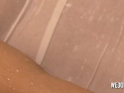 Skinny babe wetting T-shirt and Jeans and masturbate by water stream 16/16