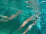 Babes swim strip and have fun underwater 1/16