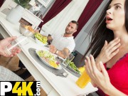 HUNT4K. Pretty brunette receives proper dicking while her man receives cash