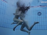 Lesbian babes in the pool and redhead on Tenerife