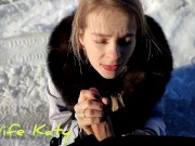 Fucked a beauty on the side of the road in winter and finished her pussy 4/16