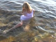 Divine Blonde Teen Blissfully Naked in the Sea 12/16