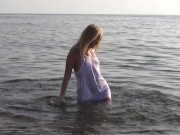 Divine Blonde Teen Blissfully Naked in the Sea 14/16