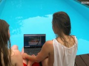 Marfa touches Emerald Ocean babe in the pool 1/16