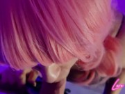 Sensual blowjob from horny latina ends with a throatpie and playing with cum 4/16