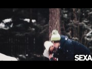 Cute lovers warm up on a snowy day with passionate fucking 4/16