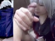 She comes to my house in costume and gives me a blowjob at the door! 13/16