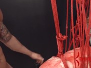 Cum hungry waxed and flogged BDSM anal teen getting ass fucked while dom drips 5/16