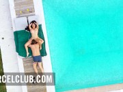 Sex around the pool with a busty MILF 4/16