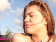 GIRLSRIMMING - Flawless outdoor rimjob and anal action with tiny teen Amanda Clarke 5/16