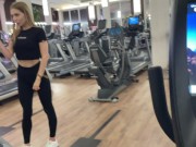 Quick fuck in the gym. Risky public sex with Californiababe. 1/16