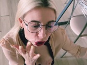A realtor with glasses showed the apartment but could not refuse a big dick and sperm on her face in 16/16