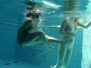 Hot cute sexy kissing lesbians in the pool 10/16
