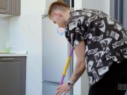 RIM4K. Stud has to postpone cleaning because of sex with two roomies 4/16