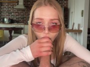 Sexy whore sucks dirty in glasses 7/16