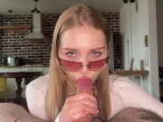 Sexy whore sucks dirty in glasses 9/16