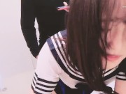 （個人撮影）学校帰りの可愛すぎる素人パイパンJDを後ろから生ハメ高速ピストンSEX（コスプレ）♡학교에서 집으로 돌아 오는 길에 너무 귀여운 일본 여성 뒤에서 섹스♡ 7/16