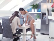 DADDY4K. Lovely girl satisfies needs using old cock of boyfriends dad 2/16