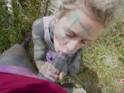 Nasty Messy Outdoors Blowjob From ALT Pornstar - Deepthroat Facefuck From TATTOO Teen - Big Facial, punk 1/16