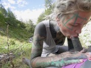 Nasty Messy Outdoors Blowjob From ALT Pornstar - Deepthroat Facefuck From TATTOO Teen - Big Facial, punk 10/16