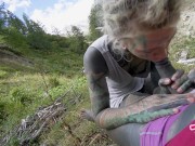Nasty Messy Outdoors Blowjob From ALT Pornstar - Deepthroat Facefuck From TATTOO Teen - Big Facial, punk 13/16