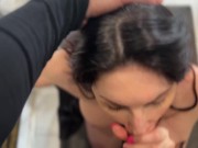 Hot MILF sucks 2 dicks and gets a cumshot on her face 14/16