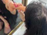 Hot MILF sucks 2 dicks and gets a cumshot on her face 9/16