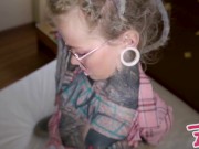 Hot Nerdy Tattoo Teen In Glasses Anal Fuck POV - Gape, Deepthroat, Cumshot 5/16