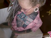 Hot Nerdy Tattoo Teen In Glasses Anal Fuck POV - Gape, Deepthroat, Cumshot 6/16