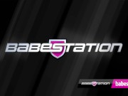 Petite redhead fucks 2 dildos in the kitchen on Babestation 1/16