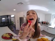 Horny brunette with big tits shoves a toy in her ass in virtual reality 2/16
